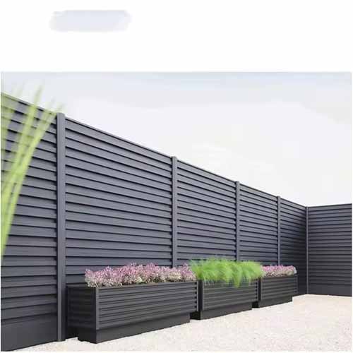 Outdoor Metal Garden Privacy Fence Screen Horizontal Privacy Aluminium Fence Decorative Black Fence Panels