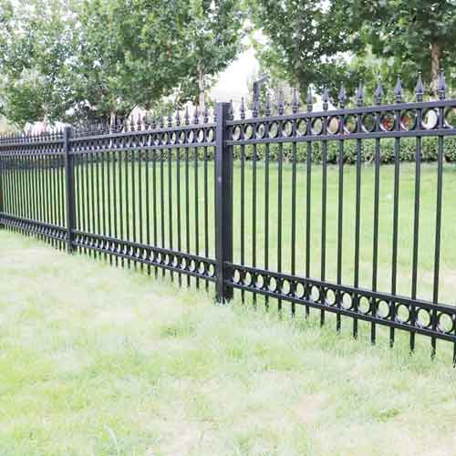 split rail fence picket style with circles Galvanized Steel Fence Metal Fences Modern Tubular Fence