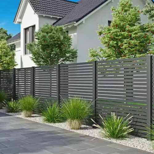 Powder Coated Aluminium Metal Fence Panels Post Outdoor Aluminium Slat Fence Garden Aluminum Privacy Screens for Home